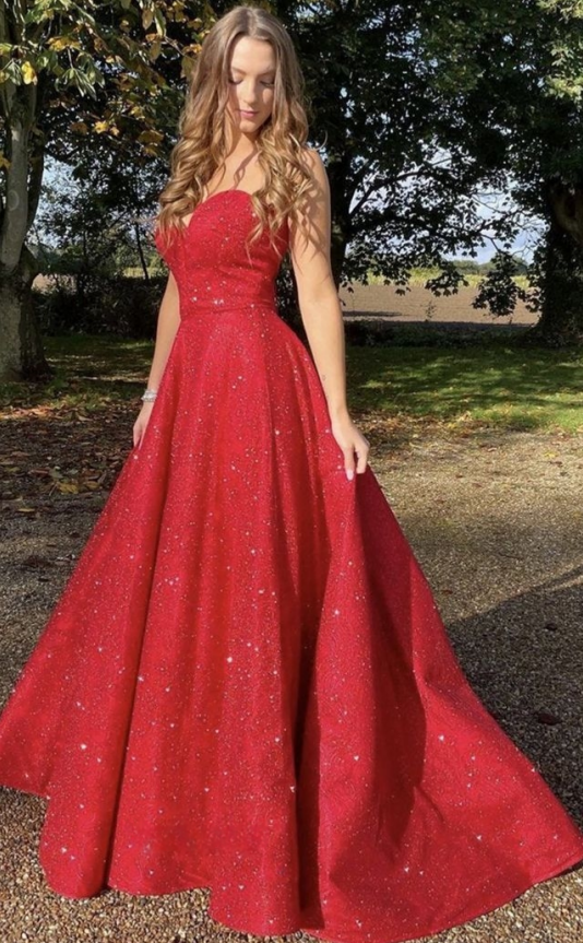 Sexy A Line Sweetheart Satin Sequin Beaded Long Prom Dress,Evening Dress GG798