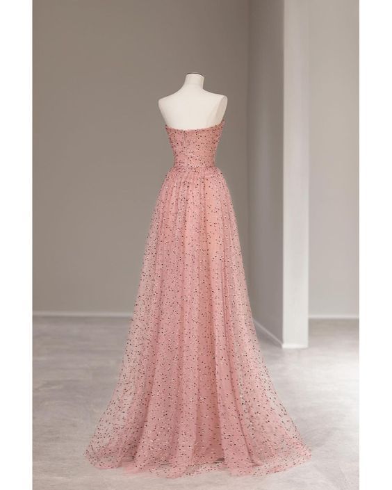 Fairy A Line Sweetheart Peach Tulle Long Prom Dress,Evening Dress GG799