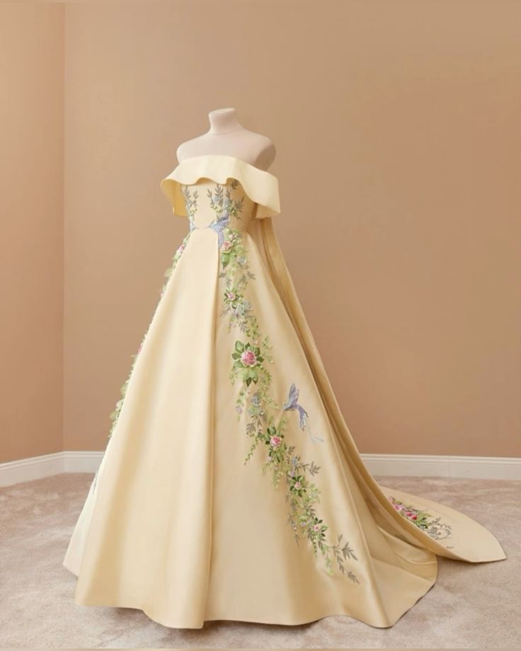 Elegant A Line Strapless Pastel Yellow Satin Applique Long Prom Dress,Evening Dress GG841