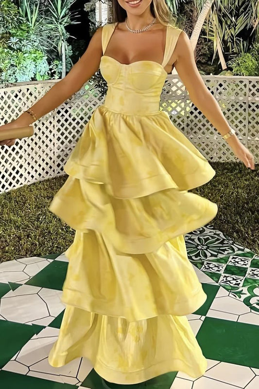 Energetic A Line Sweetheart Satin Layered Long Prom Dress,Evening Dress GG947