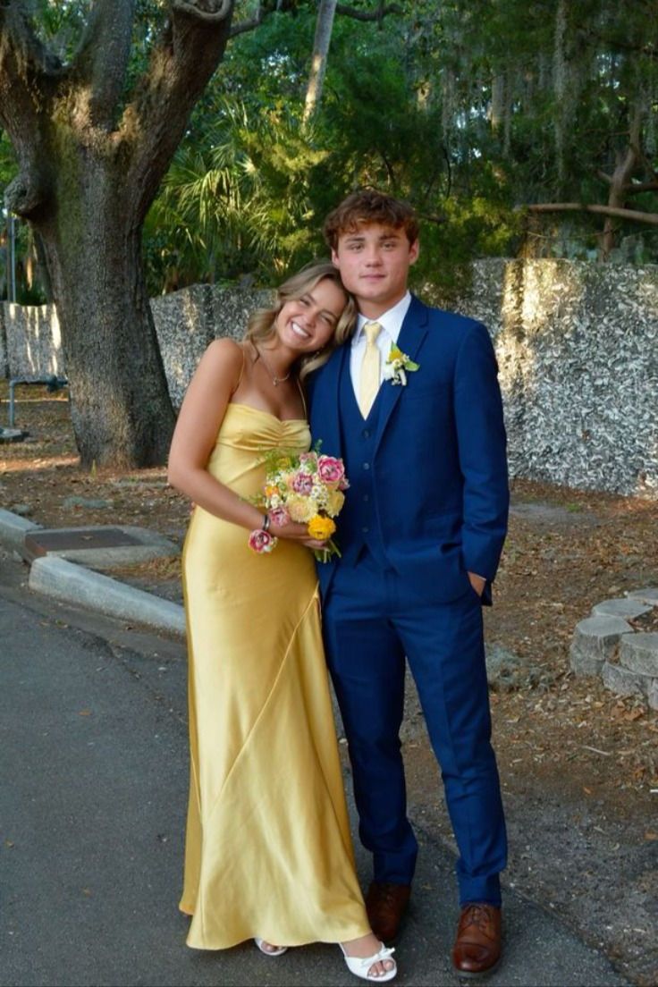 Simple A Line Spaghetti Straps Yellow Silk Slit Long Prom Dress,Evening Dress GG997