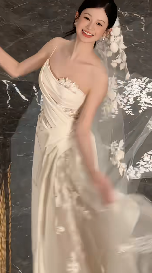 Chic A Line One Shoulder Satin With White Tulle Applique Long Prom Dress,Wedding Dress,Evening Dress GG1135