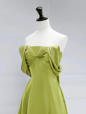 Elegant A Line Off the Shoulder Green Satin Long Prom Dresses, Long Formal Evening Dresses GG026
