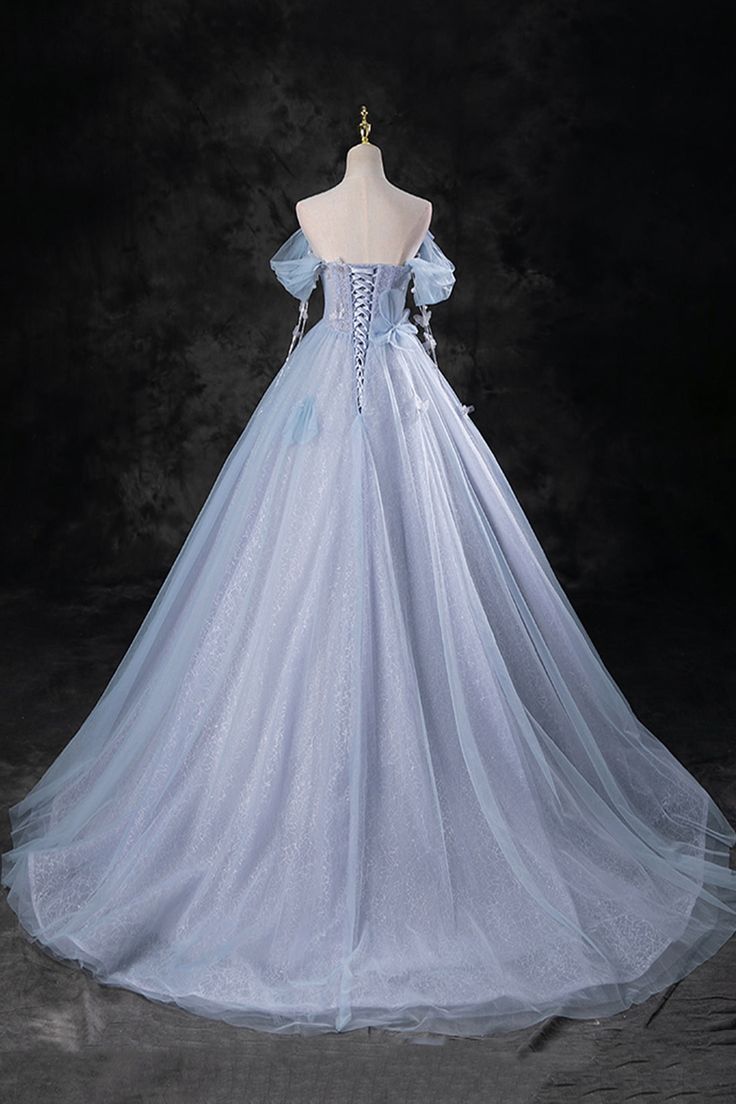 Delicate A Line Off The Shoulder  Blue Pearl  Long Prom Dresses, Off The Shoulder Long Formal Evening Dresses  GG086