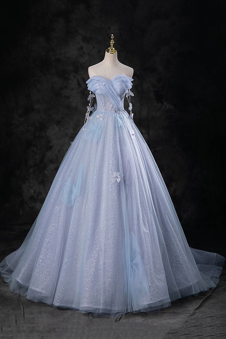 Delicate A Line Off The Shoulder  Blue Pearl  Long Prom Dresses, Off The Shoulder Long Formal Evening Dresses  GG086