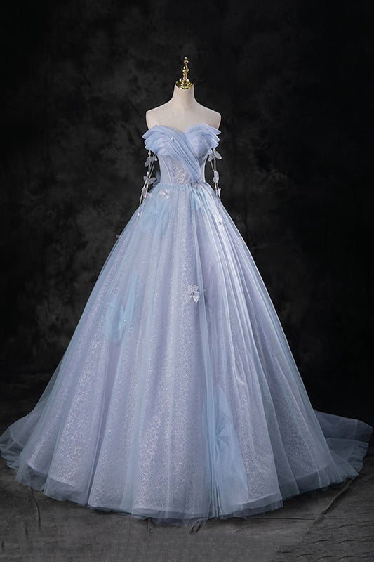 Delicate A Line Off The Shoulder  Blue Pearl  Long Prom Dresses, Off The Shoulder Long Formal Evening Dresses  GG086