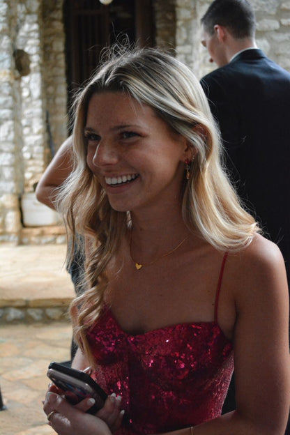 Glitter Mermaid Spaghetti Straps Hot Pink Sequin Slit Long Prom Dress,Evening Dress GG1005