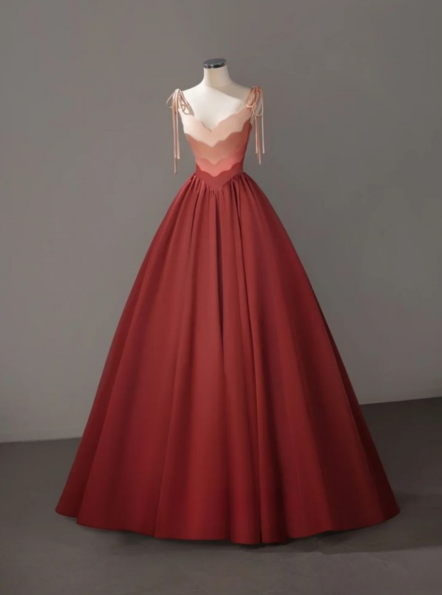 Elegant A Line Spaghetti Straps Splicing Color Satin Long Prom Dress,Evening Dress GG1007