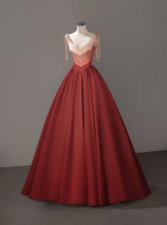 Elegant A Line Spaghetti Straps Splicing Color Satin Long Prom Dress,Evening Dress GG1007