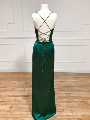 New  Mermaid Sweetheart Neck Green Split Stain Long Prom Dresses, Green Long Formal Evening Dresses GG101