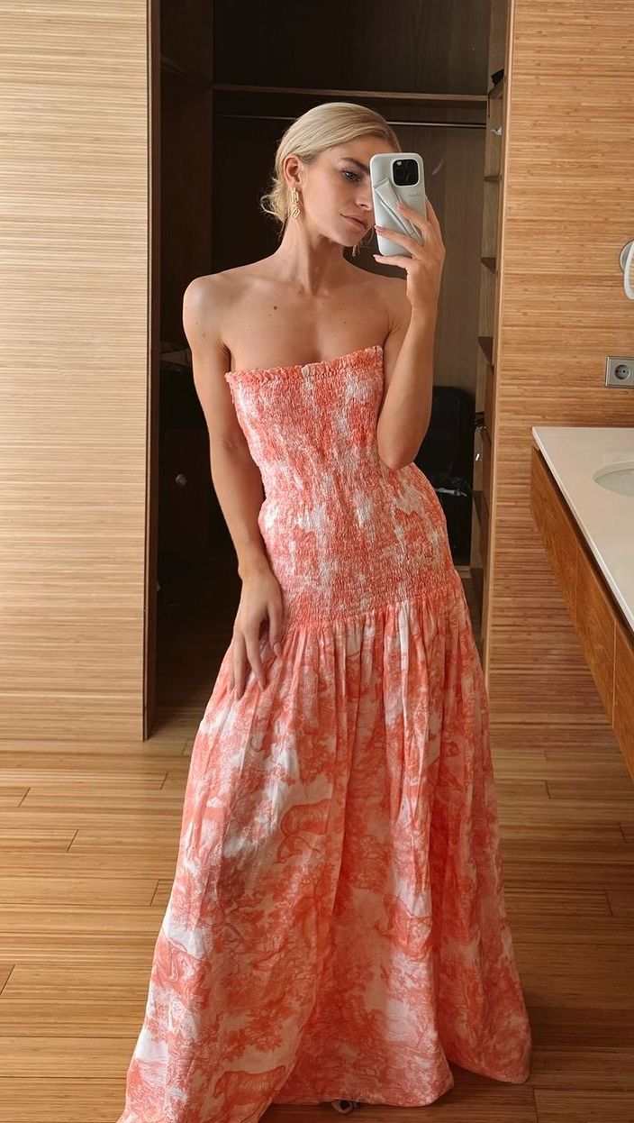 Graceful A Line Strapless Satin Printing Long Prom Dress,Evening Dress GG1027