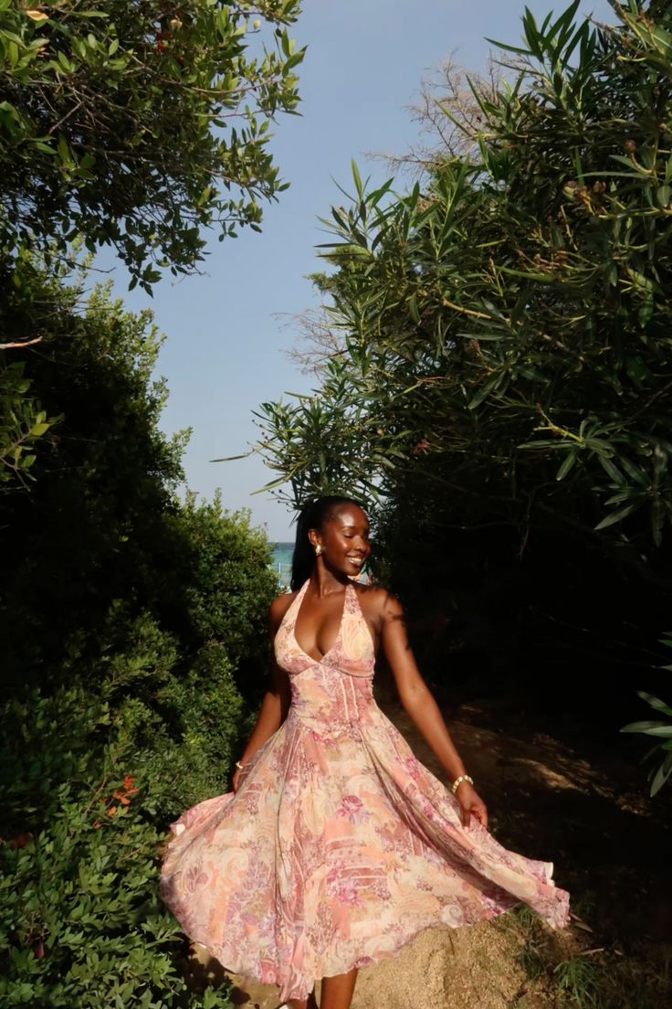 Cute A Line Halter V Neck Chiffon Printing Tea Length Prom Dress,Evening Dress GG1055