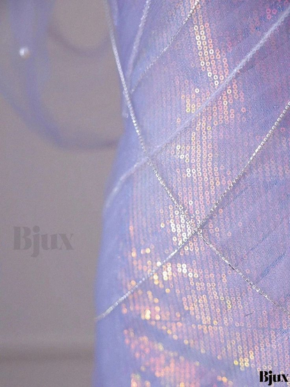 New Exquisite Mermaid Off The Shoulder Lilac Beading Sequin Long Prom Dresses, Evening Dresses GG105