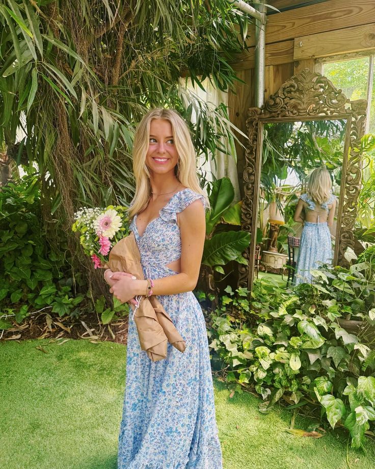 Fairy A Line Sweetheart Blue Printing Floral Chiffon Backless Long Prom Dress,Evening Dress GG1078