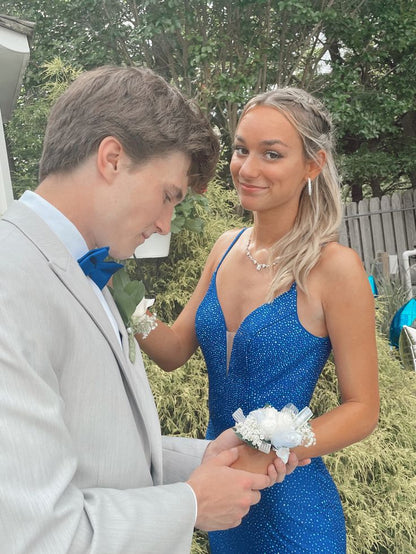 Glitter Mermaid Spaghetti Straps Beaded Satin Long Prom Dress,Evening Dress GG1099