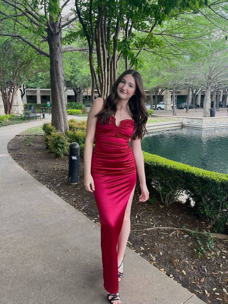 Sexy Mermaid Spaghetti Straps Burgundy Satin Pleats Slit Long Prom Dress,Evening Dress GG1103