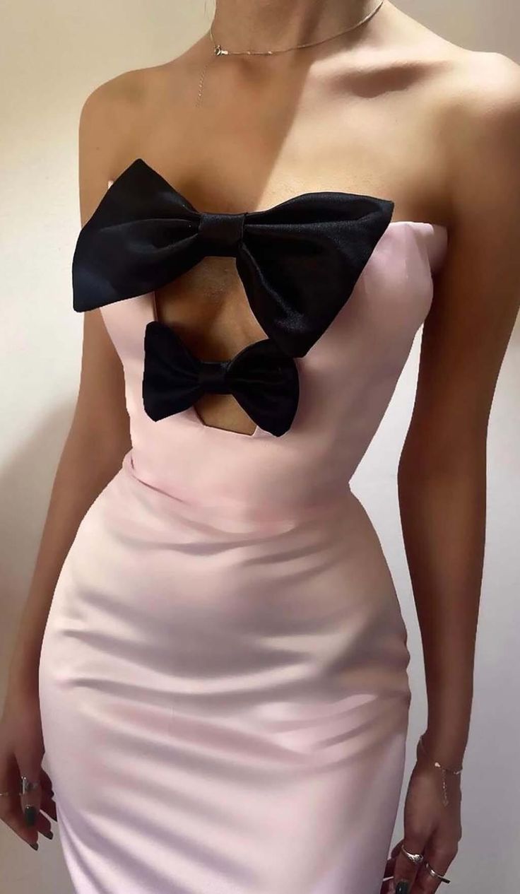Charming Mermaid Strapless Pink Satin With Bow Long Prom Dress,Evening Dress GG1138