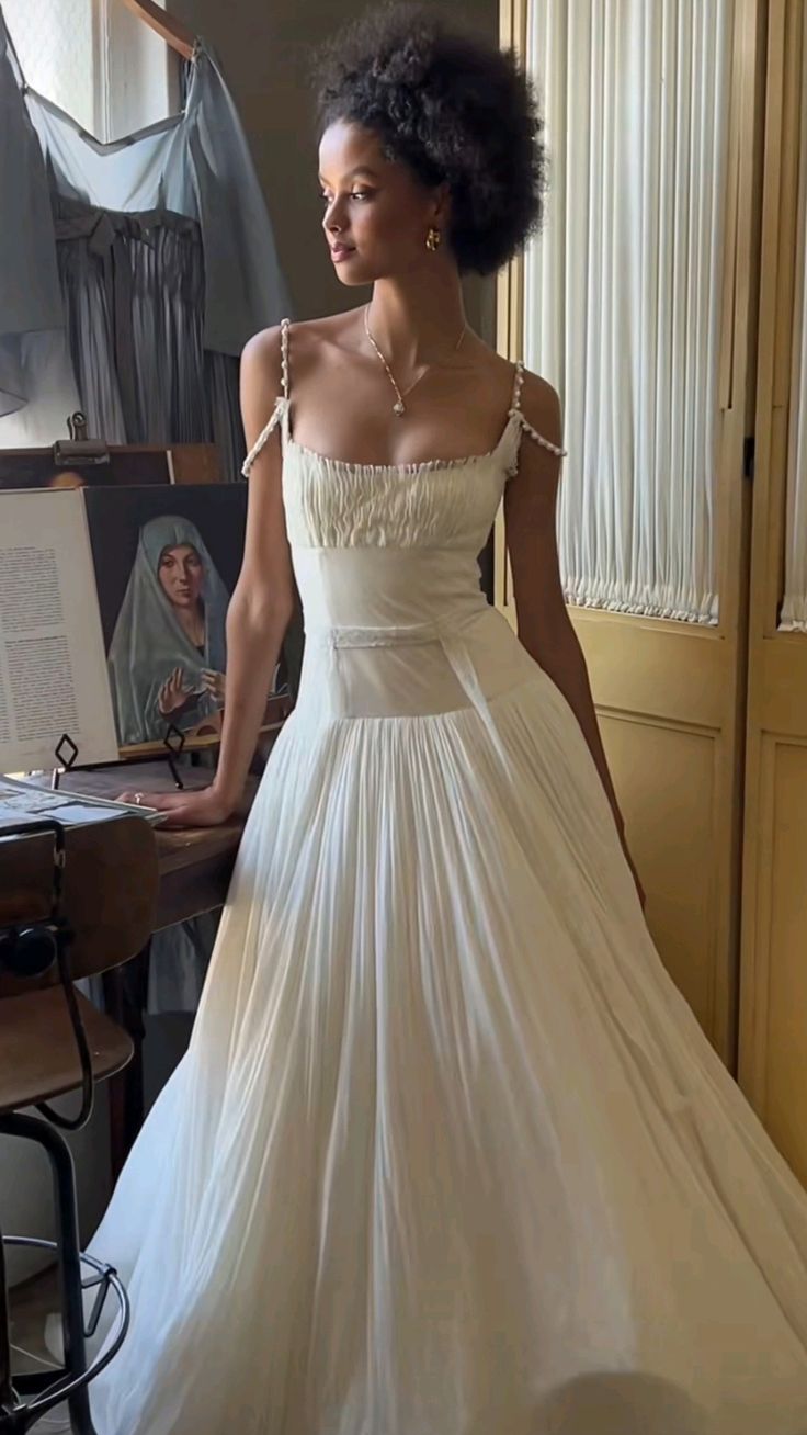 Elegant A Line Beading Spaghetti Straps Light IvoryChiffon Pleats Long Prom Dress,Evening Dress GG1153