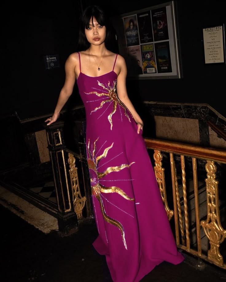 Chic A Line Spaghetti Straps Satin With Gold Embroidery Long Prom Dress,Evening Dress GG1154