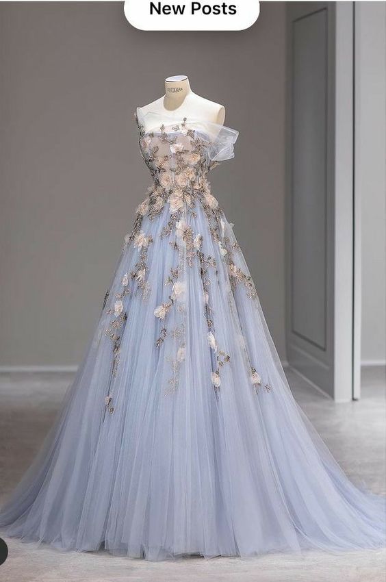 New Exquisite A Line Off The Shoulder Applique Tulle Long Prom Dresses, Evening Dress GG116