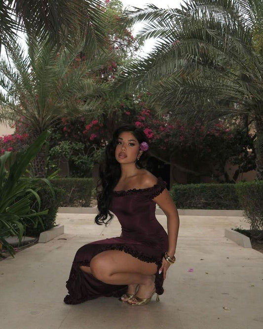 Sexy Mermaid Off The Shoulder Satin Slit Long Prom Dress,Evening Dress GG1162