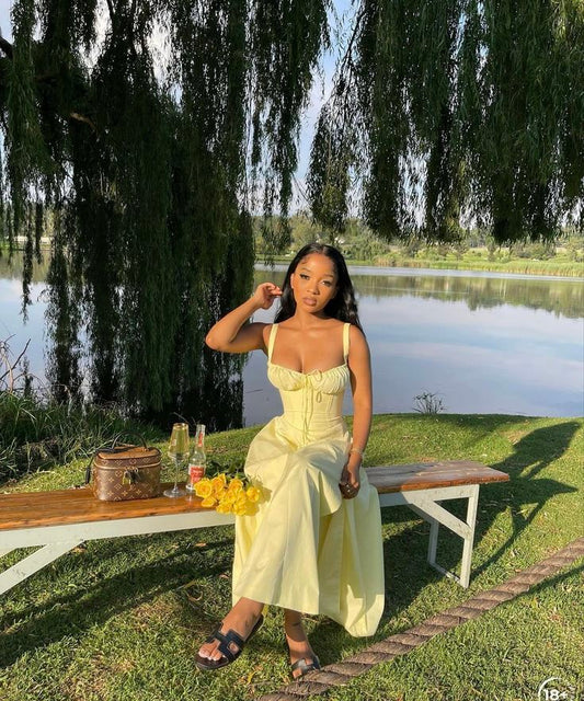 Lovely A Line Sweetheart Yellow Satin Slit Long Prom Dress, Evening Dress GG1183