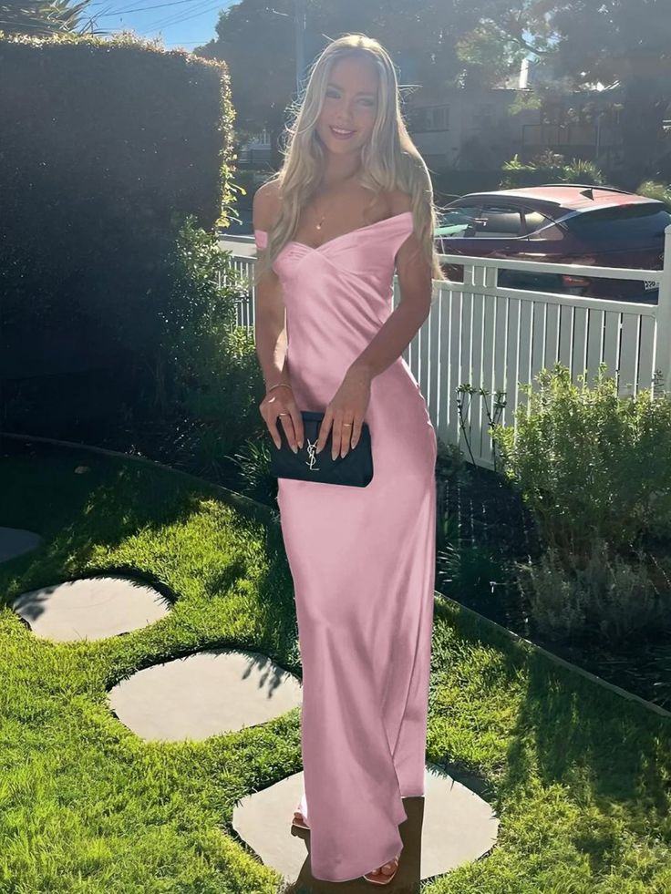 Simple Mermaid Off The Shoulder Satin Long Prom Dress,Evening Dress GG1231