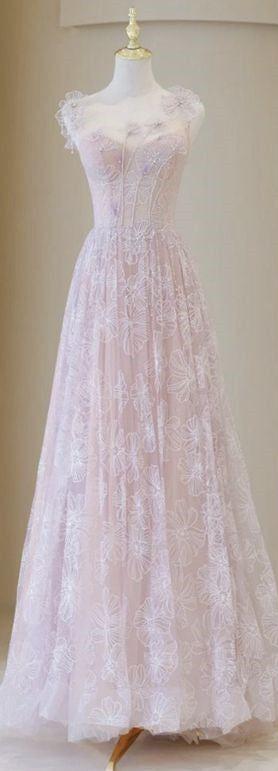 Fairy A line Straps Pink Beading Applique Tulle Long Prom Dresses,Evening Dress GG124