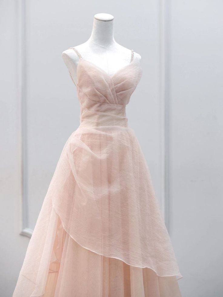 Fairy A line Spaghetti Beaded Straps Sweetheart Tulle Long Prom Dresses,Evening Dresses GG125