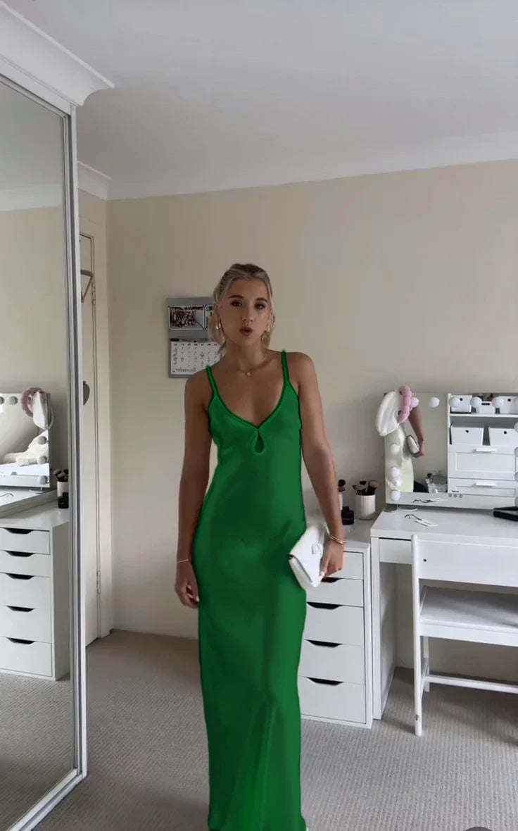 Simple Mermaid Spaghetti Straps Satin Long Prom Dress,Evening Dress GG1256