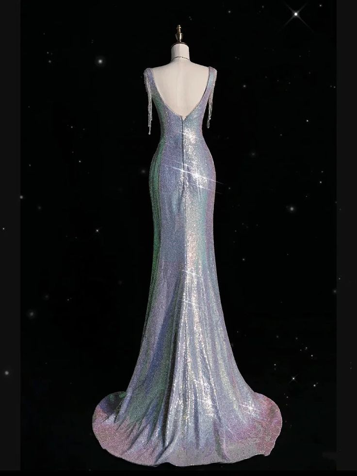 Sexy Mermaid Square Collar Bead Tassel  Long Prom Dress,Evening Dresses GG127