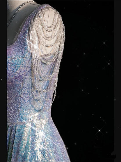 Sexy Mermaid Square Collar Bead Tassel  Long Prom Dress,Evening Dresses GG127