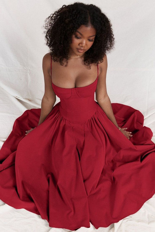 Sexy A Line Spaghetti Straps Burgundy Satin Long Prom Dress,Evening Dress GG1288