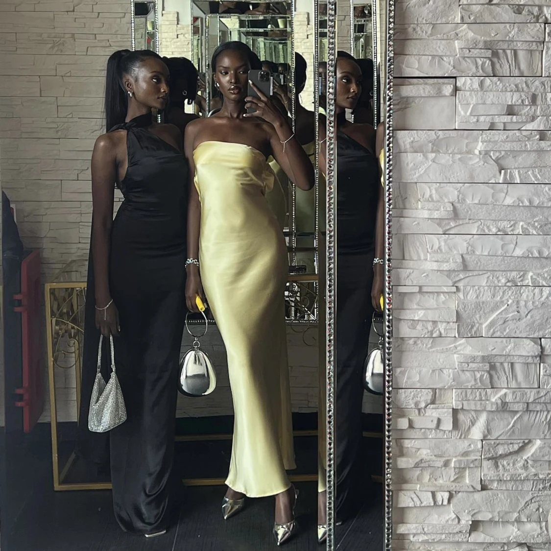 Simple Mermaid Strapless Pastel Yellow Satin Long Prom Dress,Evening Dress GG1292