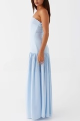 Cute A Line Strapless Pale Blue Chiffon Slit Long Prom Dress,Evening Dress GG1299