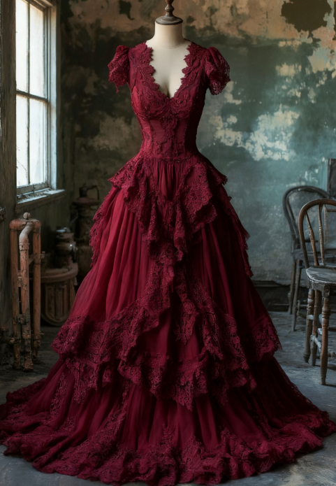 Chic A Line Lace V Neck Ivory Tulle Applique Long Prom Dress,Wedding Dress,Evening Dress GG1320