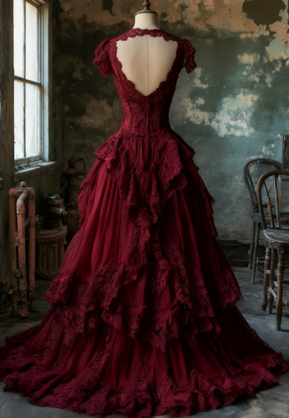 Chic A Line Lace V Neck Ivory Tulle Applique Long Prom Dress,Wedding Dress,Evening Dress GG1320