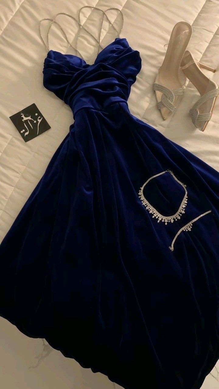Elegant A Line Beaded Spaghetti Straps Navy Blue Velvet Long Prom Dress,Evening Dress GG1327