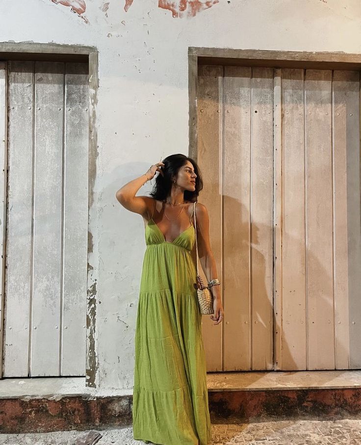 Simple A Line Spaghetti Straps V Neck Yellow Green Chiffon Long Prom Dress,Evening Dress GG1341