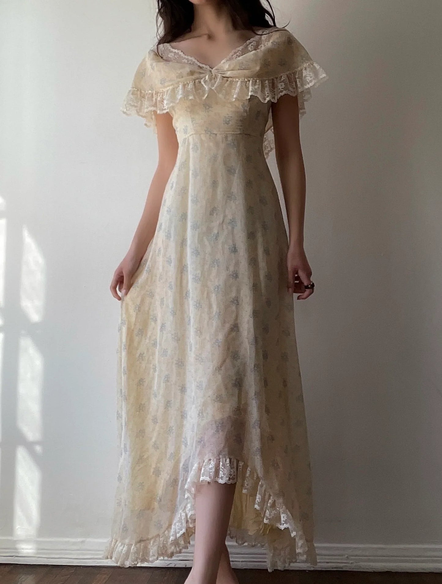 Princessful A Line Off The Shoulder Chiffon Printing Lace Long Prom Dress,Evening Dress GG1364