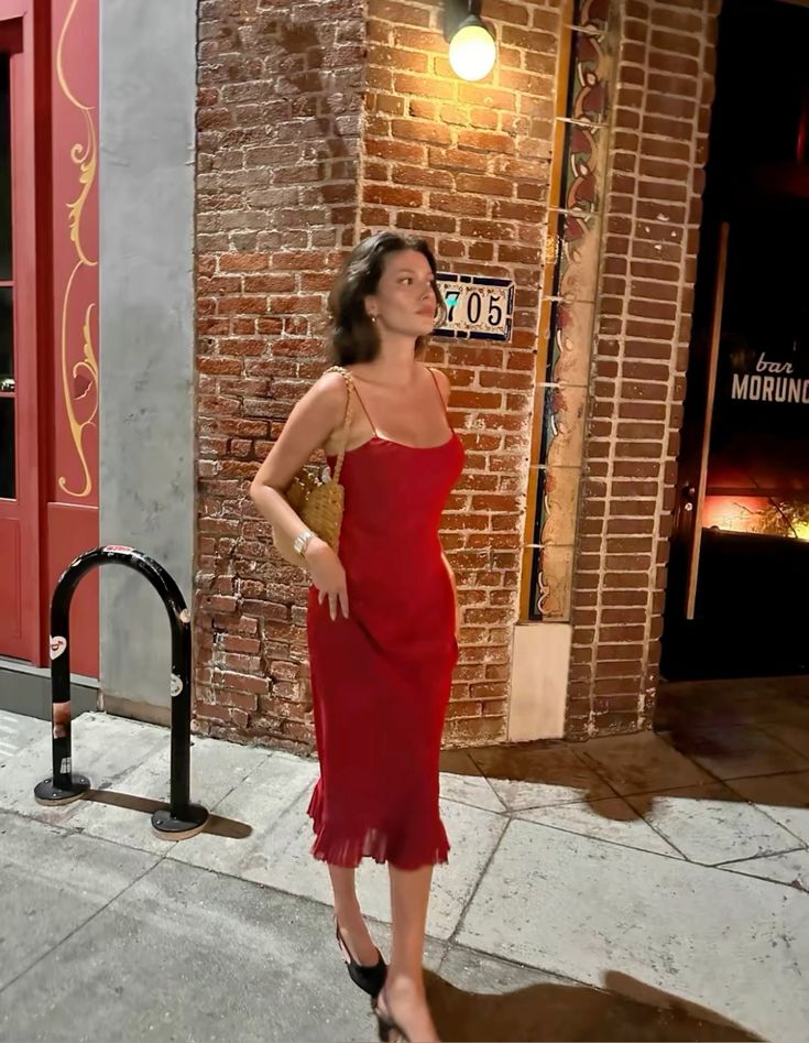 Sexy Mermaid Spaghetti Straps Red Chiffon Tea Length Prom Dress,Evening Dress GG1370