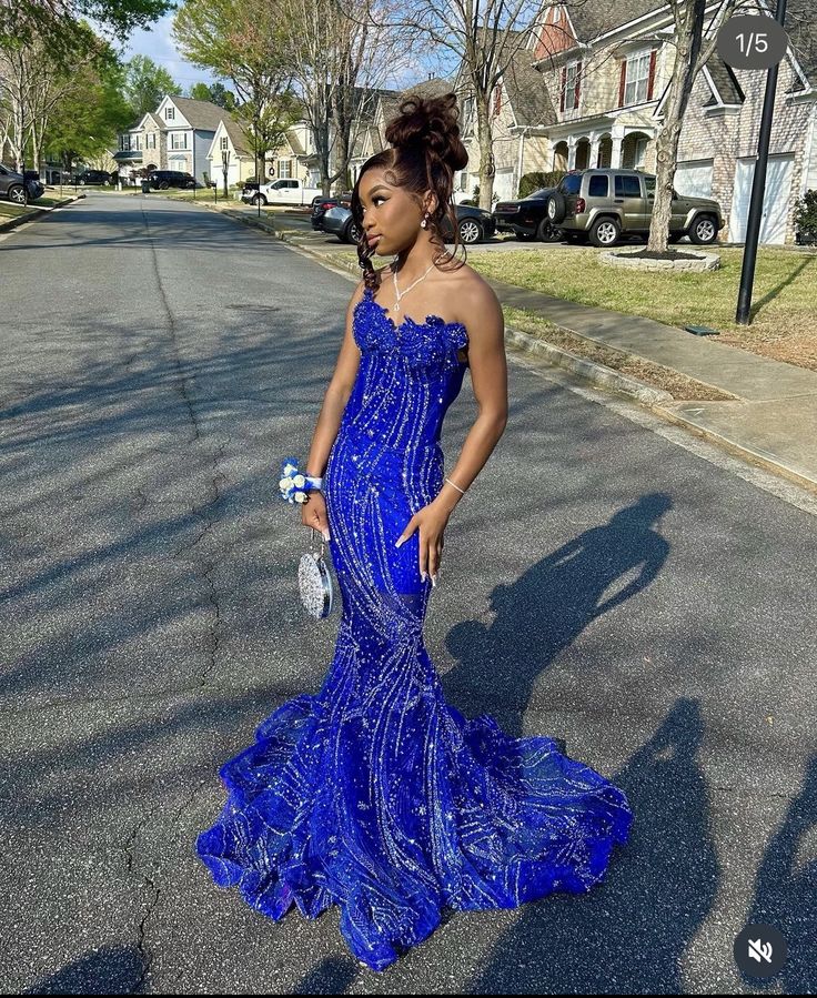 Glamorous Mermaid Strapless Satin Beaded Long Prom Dress,Evening Dress GG1412