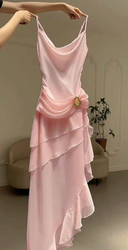 Sweet A Line Spaghetti Straps Chiffon Long Prom Dress,Evening Dress GG1433