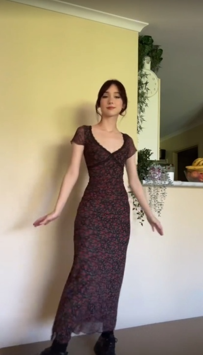 Pretty Mermaid Lace V Neck Black Chiffon Printing Floral Long Prom Dress,Evening Dress GG1442