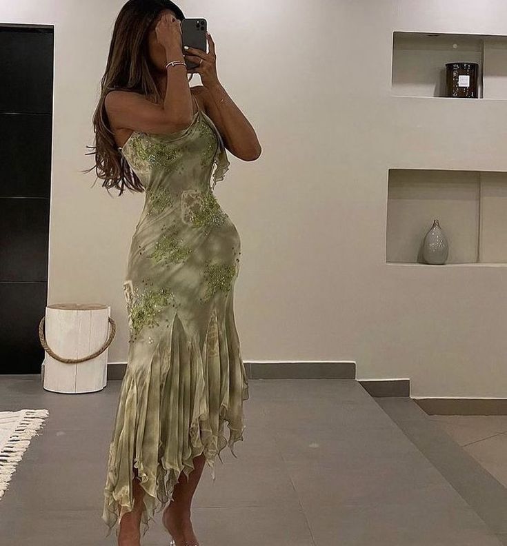 Pretty Mermaid  Spaghetti Straps Chiffon Beaded Long Prom Dress,Evening Dress GG1445