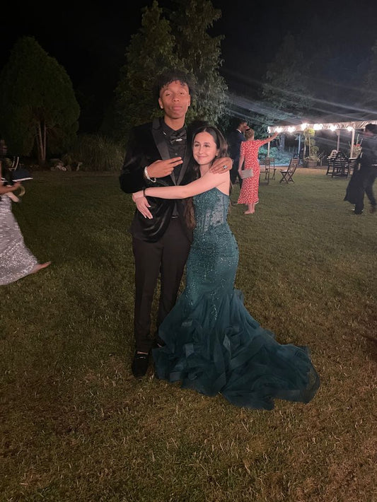 Gorgeous Mermaid Spaghetti Straps Teal Satin Tulle Beaded Long Prom Dress,Evening Dress GG1479