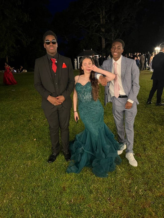 Gorgeous Mermaid Spaghetti Straps Teal Satin Tulle Beaded Long Prom Dress,Evening Dress GG1479