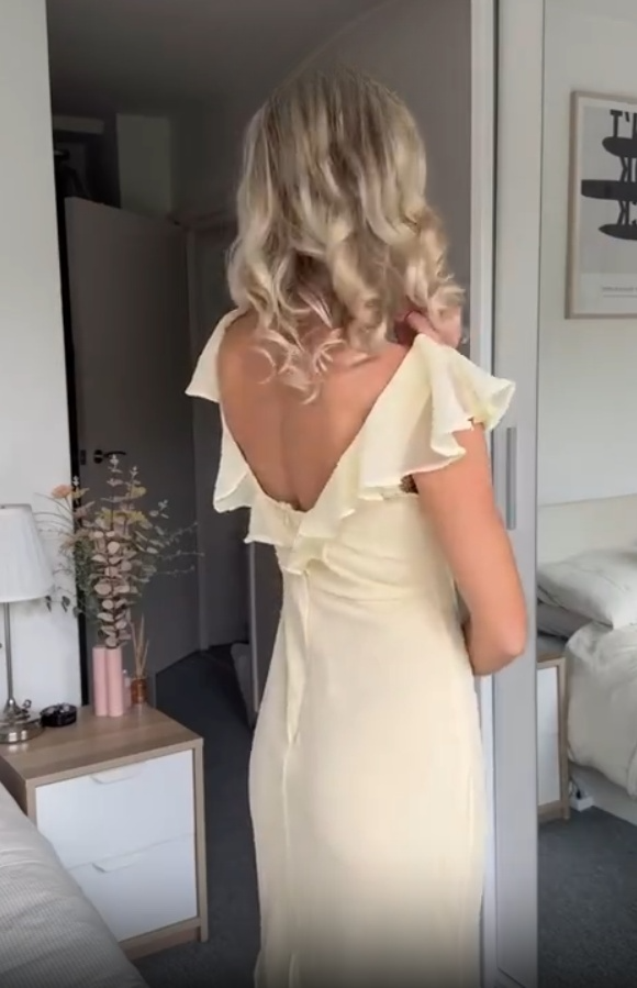 Charming Mermaid V Neck Pastel Yellow Chiffon Ruffles Long Prom Dress,Evening Dress GG1494