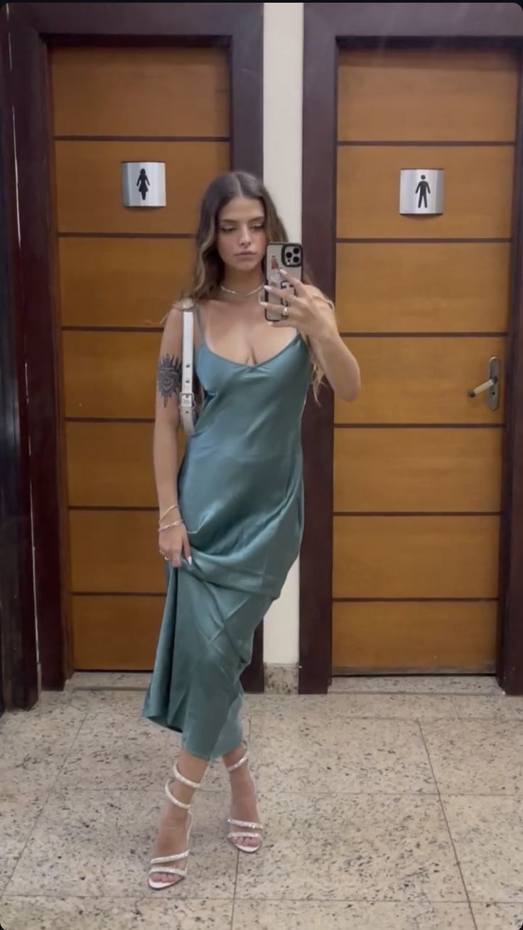 Simple Mermaid Spaghetti Straps Light Teal Satin Long Prom Dress,Evening Dress GG1522