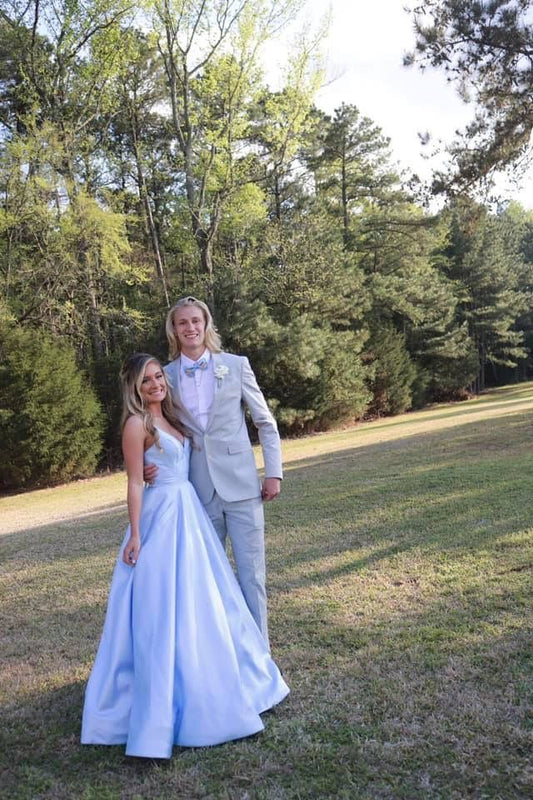 Simple A Line Spaghetti Straps V Neck Lilac Satin Long Prom Dress,Evening Dress GG1565